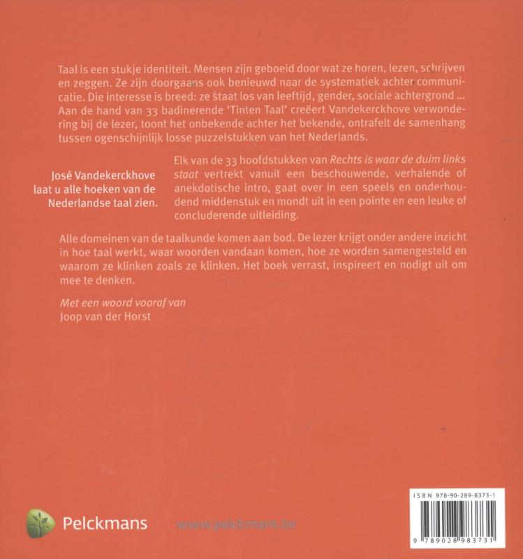 Rechts is waar de duim links staat achterkant