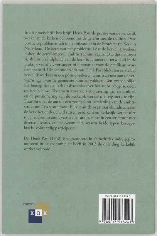 De kerkelijk werker en het ambt achterkant
