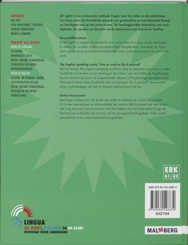 All right ! 1 lwoo/vmbo-bk textbook achterkant