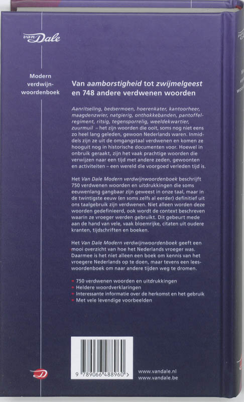 Van Dale Modern Verdwijnwoordenboek achterkant