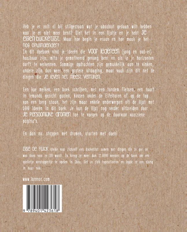 Het Bucketlist boek achterkant