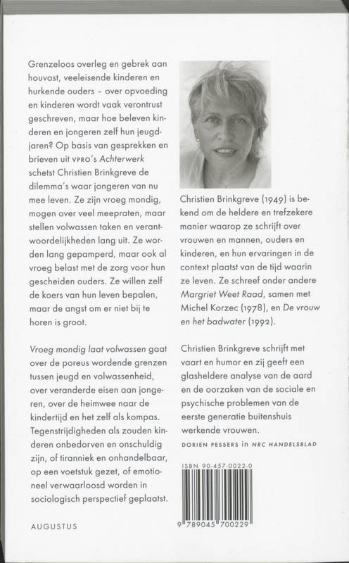 Vroeg Mondig, Laat Volwassen achterkant