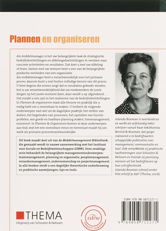 Plannen en organiseren / De middelmanagement bibilotheek achterkant