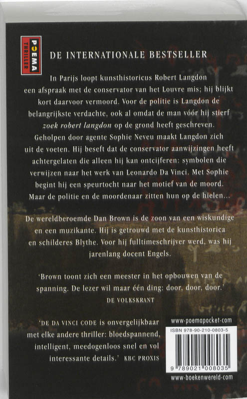 De Da Vinci code achterkant