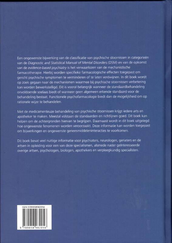 Handboek functionele psychofarmacologie achterkant