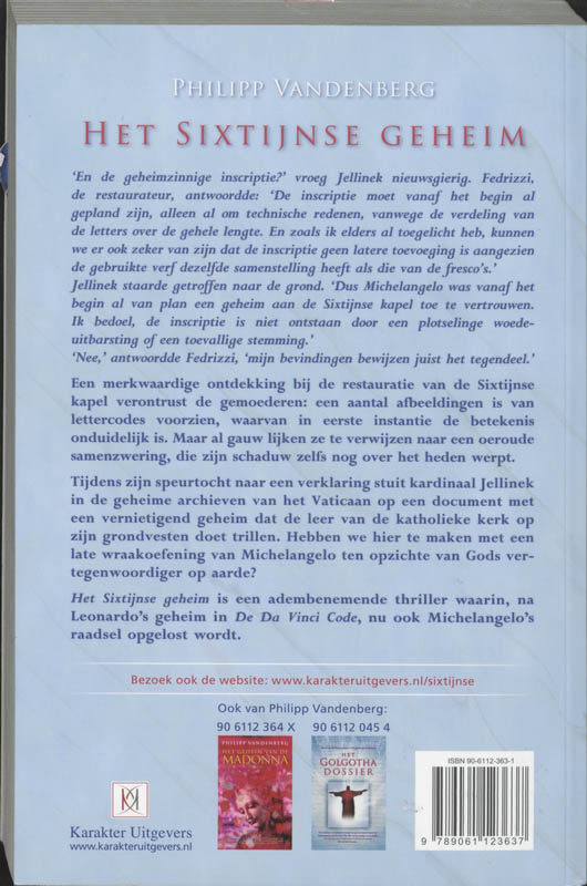 Het Sixtijnse geheim achterkant
