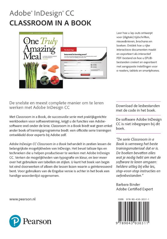 Adobe indesign CC classroom in a book achterkant