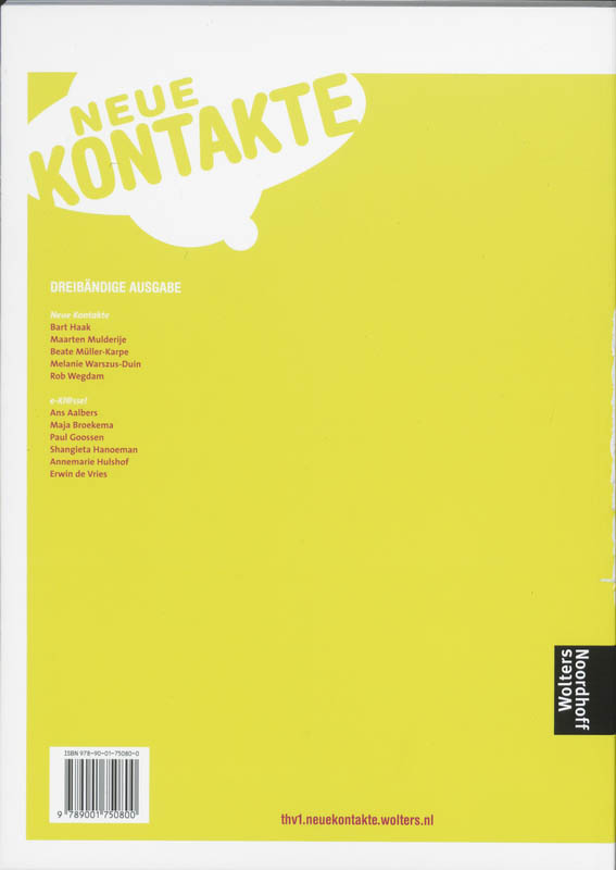 Neue Kontakte / 1 Vmbo-T Havo Vwo 3-Del Ed / Deel Arbeitsbuch achterkant