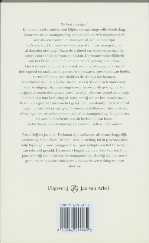 Abortus een levensbesluit achterkant