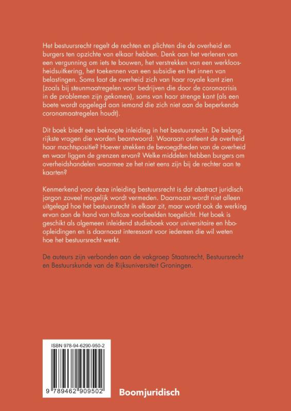 Inleiding bestuursrecht / Boom Juridische studieboeken achterkant
