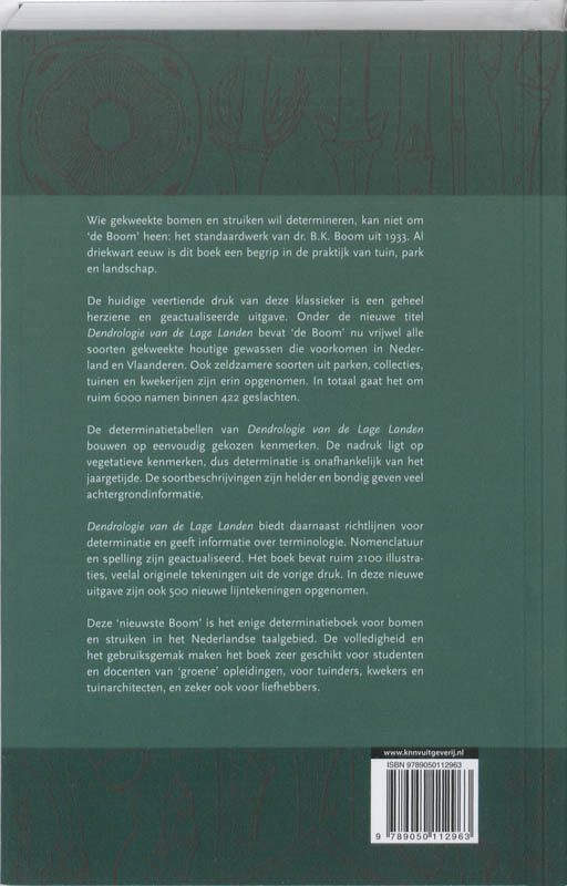 Natuurhistorische bibliotheek 76 -   Dendrologie van de Lage Landen achterkant