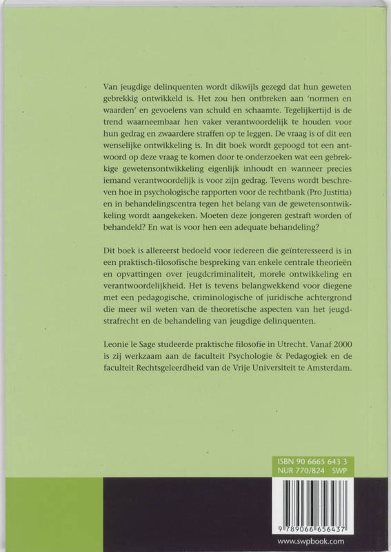 De gebrekkige gewetensontwikkeling in het jeugdstrafrecht achterkant