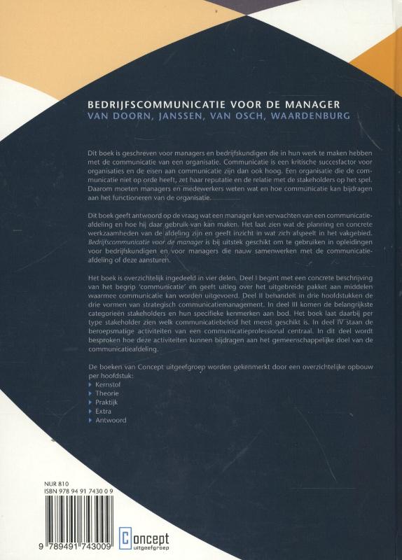 Bedrijfscommunicatie voor de manager achterkant