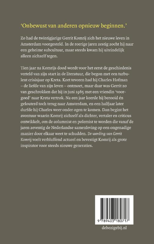 De wording van Gerrit Komrij achterkant