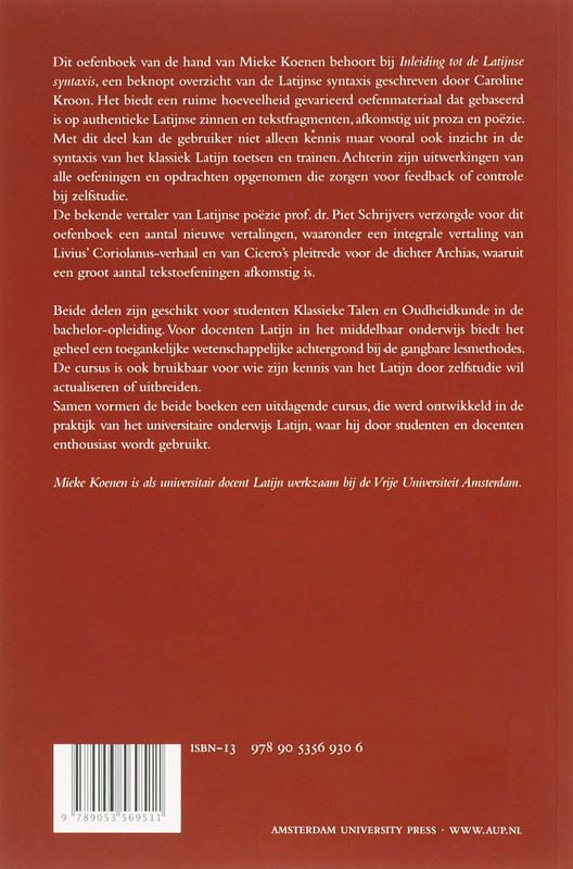 Inleiding tot de Latijnse syntaxis Oefenboek achterkant