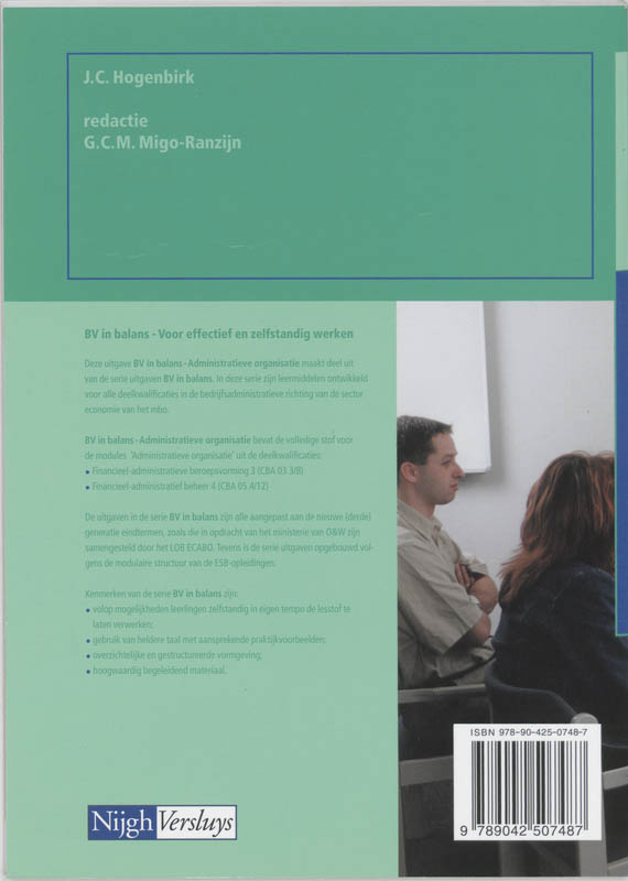 BV in balans Administratieve organisatie achterkant