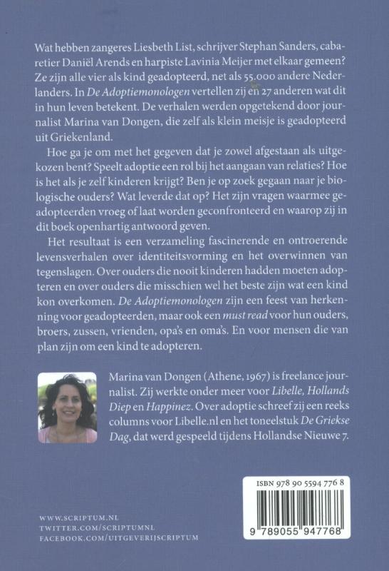 De adoptiemonologen achterkant