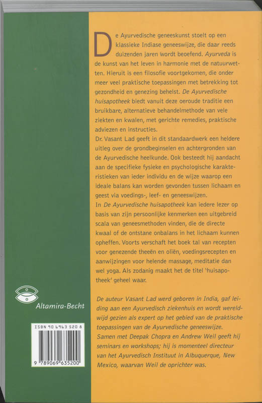 Ayurvedische Huisapotheek achterkant