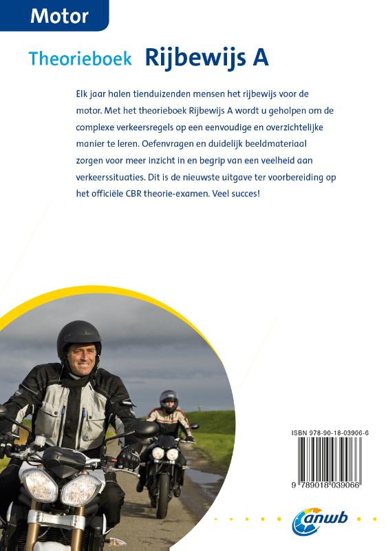 Slagen in het verkeer / Rijbewijs A / theorieboek / ANWB routegids achterkant