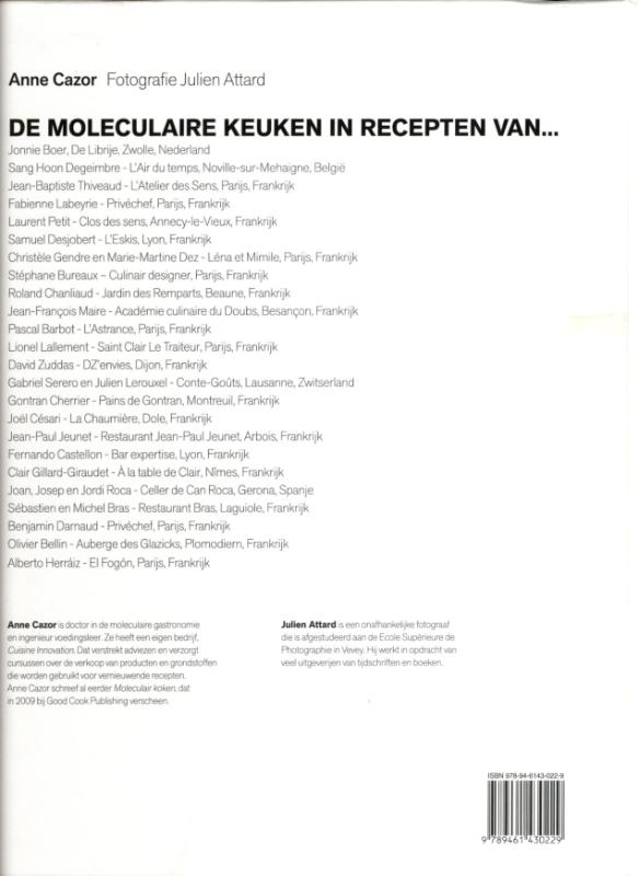 De Topchefs van de Moleculaire keuken / Creatief Culinair achterkant