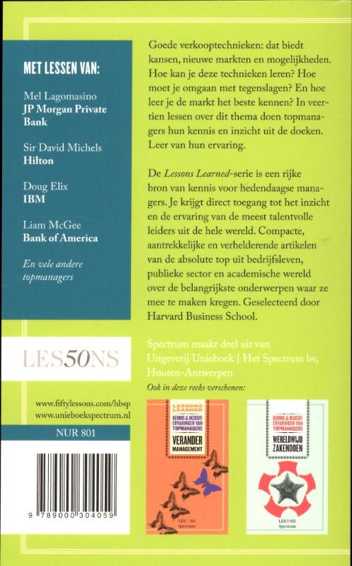 Verkooptechnieken / Lessons Learned achterkant