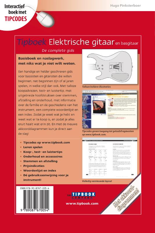 Tipboek elektrische gitaar en basgitaar / Tipboek achterkant