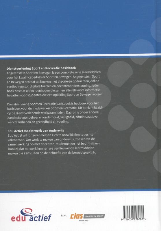 Dienstverlening sport en recreatie basisboek / Angerenstein SB achterkant