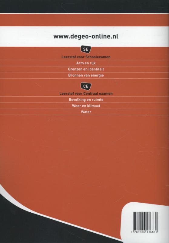 De Geo 3/4 vmbo-kgt Grenzen en Identiteit Werkboek SE achterkant