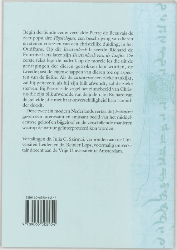 Memorandum 5 -   Twee middeleeuwse beestenboeken achterkant