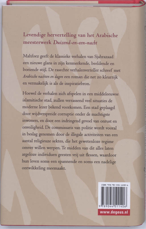 Arabische nachten en dagen achterkant