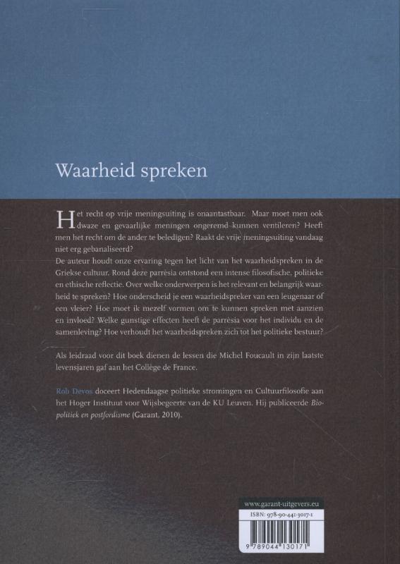 Waarheid spreken in politiek, onderwijs en vriendschap achterkant