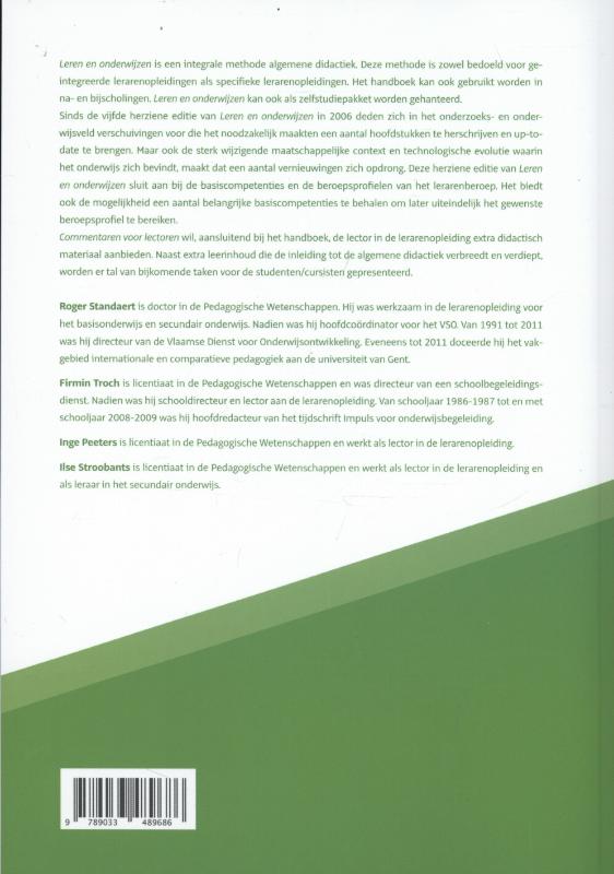 Leren en onderwijzen Inleiding tot de algemene didactiek Commentaren voor lectoren achterkant