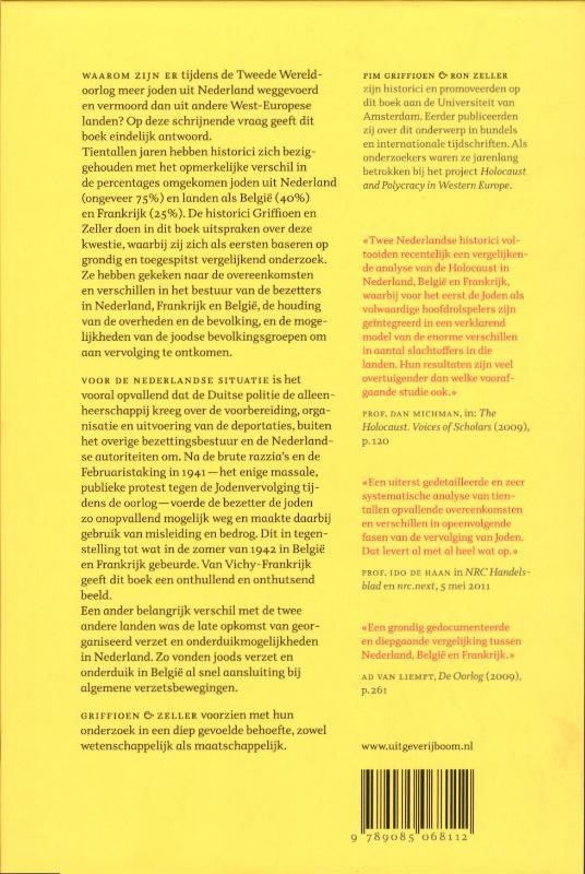 Jodenvervolging in Nederland, Frankrijk en België, 1940-1945 achterkant