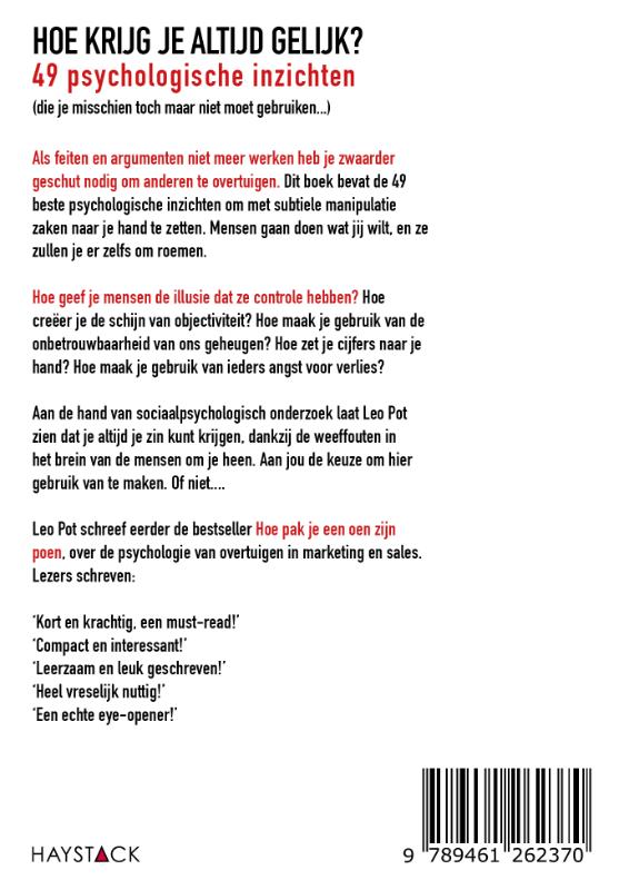 Hoe krijg je altijd gelijk? achterkant