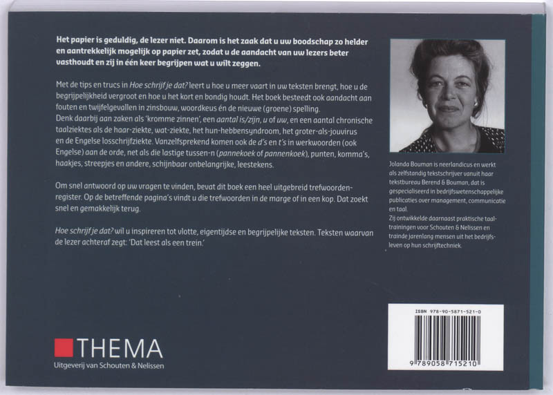 Hoe schrijf je dat? achterkant