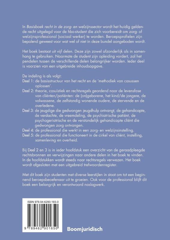 Basisboek recht in de zorg- en welzijnssector / 2022-2023 / Boom Juridische studieboeken achterkant