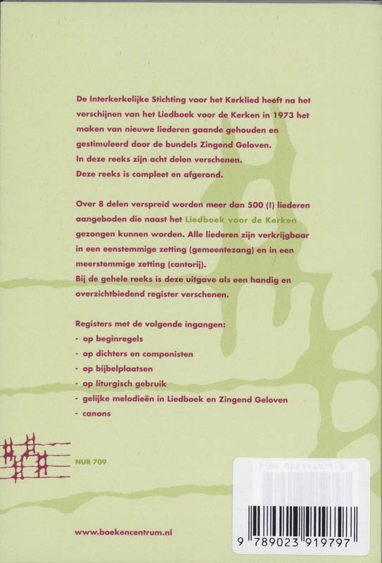 Zingend Geloven / Register Bij De Complete Reeks achterkant