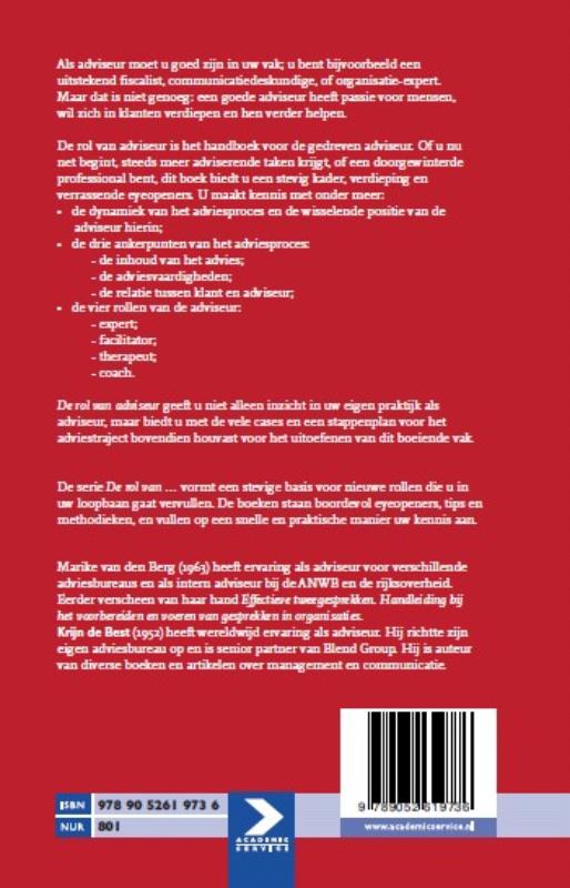 De rol van adviseur achterkant