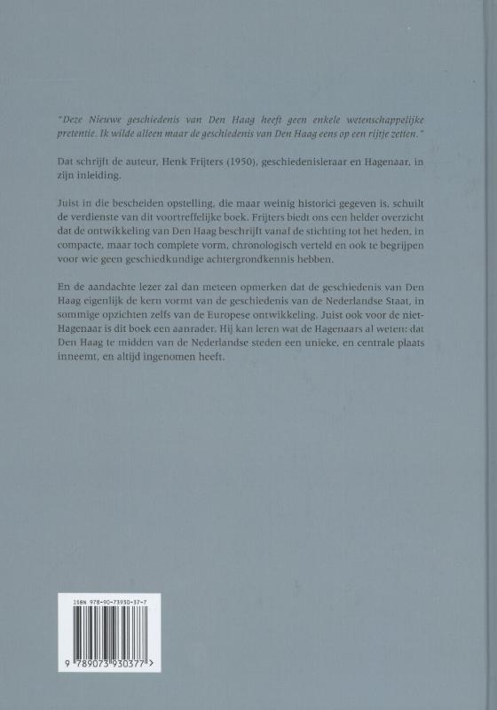 Nieuwe geschiedenis van Den Haag achterkant