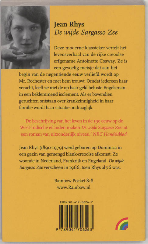 De Wijde Sargasso Zee achterkant