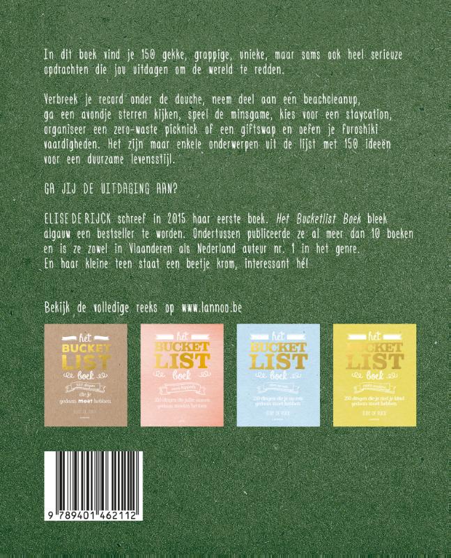 Het Bucketlist boek voor een groene wereld achterkant