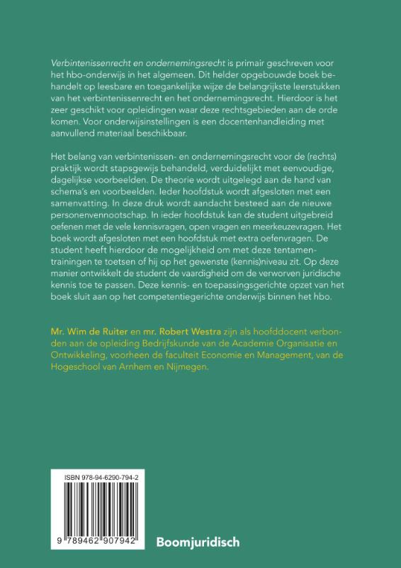 Verbintenissenrecht & ondernemingsrecht / Recht in je opleiding achterkant