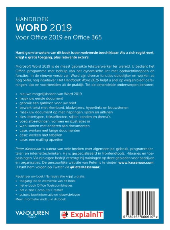 Handboek Word 2019 / Handboek achterkant
