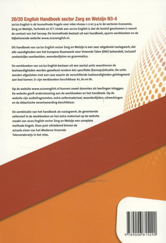 20/20 English Sector zorg en welzijn N3-4 Handboek achterkant