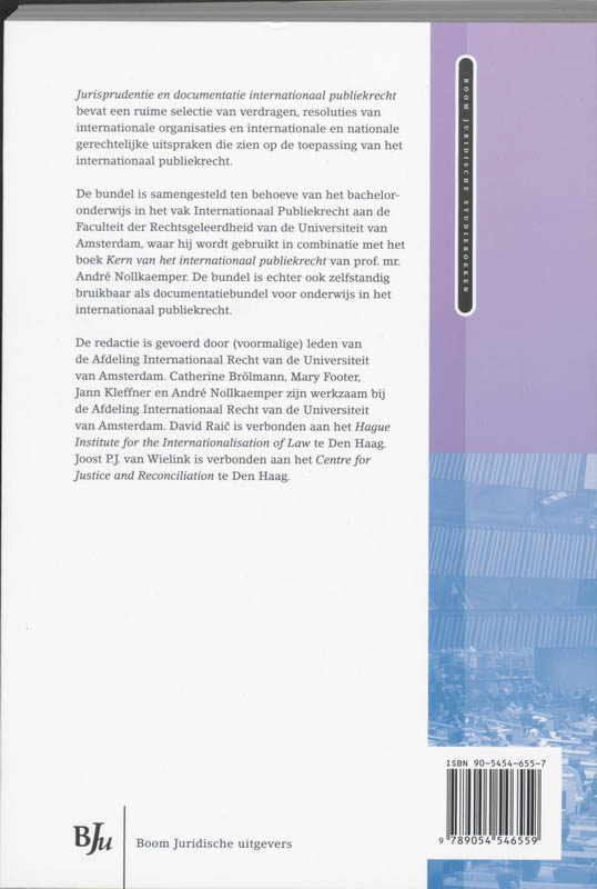 Jurisprudentie en documentatie internationaal publiekrecht / Boom Juridische studieboeken achterkant