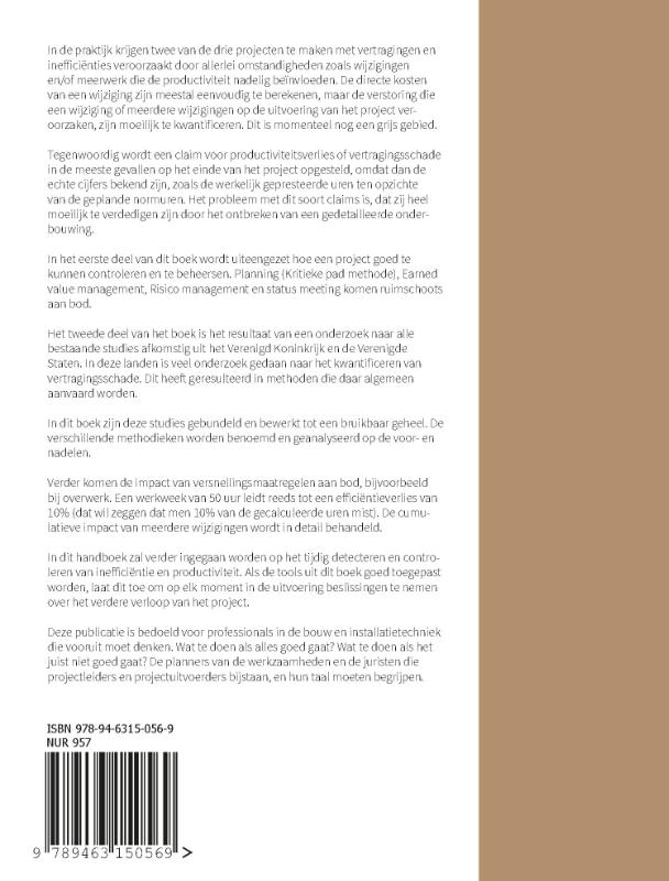 Handboek Projectbeheersing in de bouw en voor installatietechnische werken achterkant