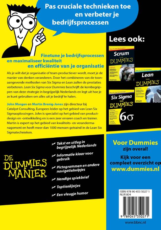 Lean six sigma voor Dummies / Voor Dummies achterkant