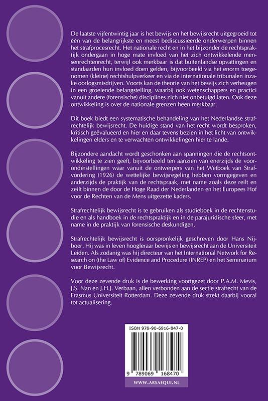 Ars Aequi Cahiers  -   Strafrechtelijk bewijsrecht achterkant