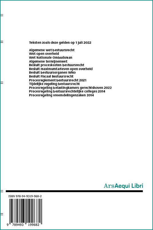 Algemene wet bestuursrecht / 2022/2023 / Ars Aequi Wetseditie achterkant