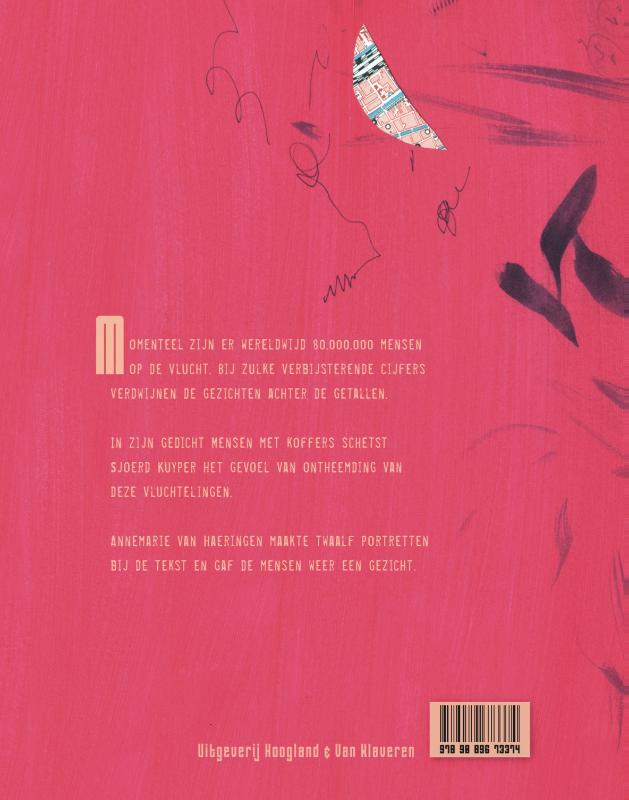 Mensen met koffers achterkant